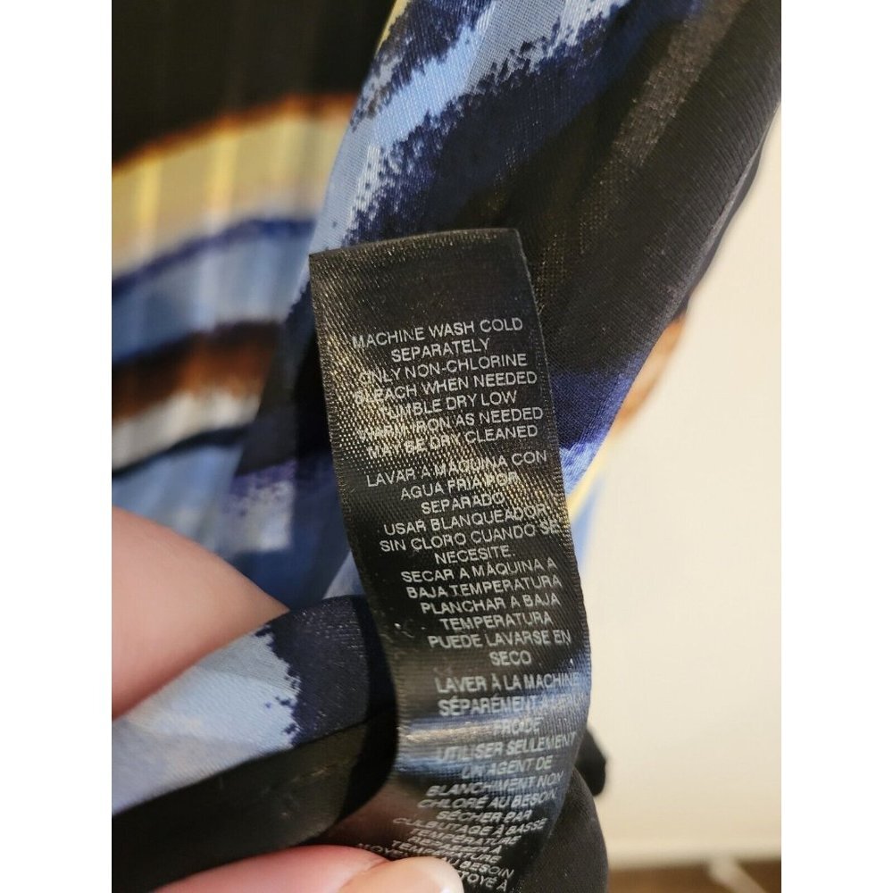 WHBM Multicolored Mock Neck Tank Top Blouse Sleeveless Black Large Relaxed Flowy - Picture 7 of 8